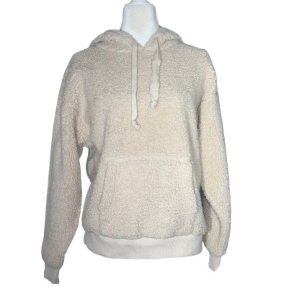 American Eagle Women's Cream Pullover Hoodie Sherpa Size Medium - Picture 1 of 10